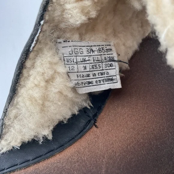 UGG Wainscott Black Leather Cross Strap Luxury Sandal Slides Mens Size 12 - Picture 8 of 10